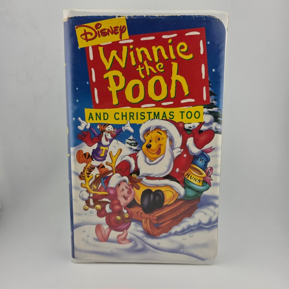 Disney Winnie the Pooh and Christmas Too VHS Pre-Owned Damaged Clamshell